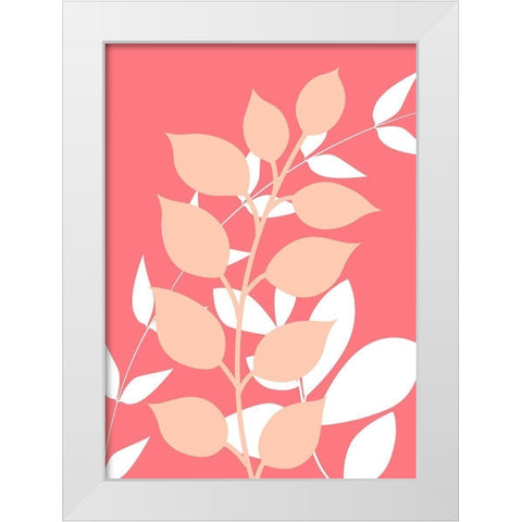 Coral Foliage I White Modern Wood Framed Art Print by Robinson, Tamara