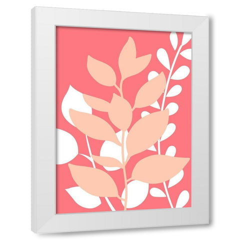 Coral Foliage II White Modern Wood Framed Art Print by Robinson, Tamara