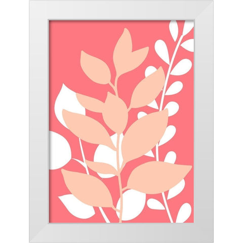 Coral Foliage II White Modern Wood Framed Art Print by Robinson, Tamara