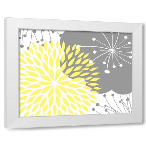 Yellow Foliage Floral White Modern Wood Framed Art Print by Robinson, Tamara