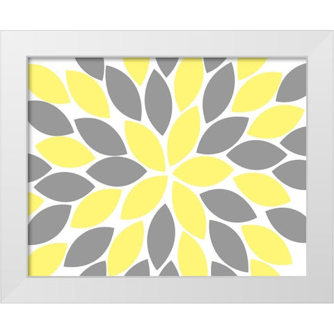 Yellow Foliage Floral II White Modern Wood Framed Art Print by Robinson, Tamara