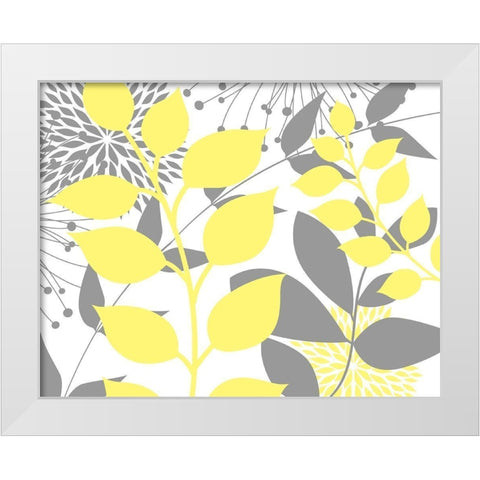 Yellow Foliage Floral III White Modern Wood Framed Art Print by Robinson, Tamara