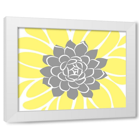 Yellow Foliage Floral IV White Modern Wood Framed Art Print by Robinson, Tamara