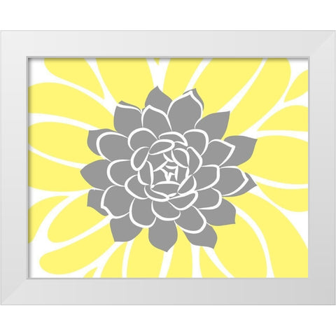 Yellow Foliage Floral IV White Modern Wood Framed Art Print by Robinson, Tamara