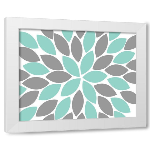 Teal Foliage Floral II White Modern Wood Framed Art Print by Robinson, Tamara