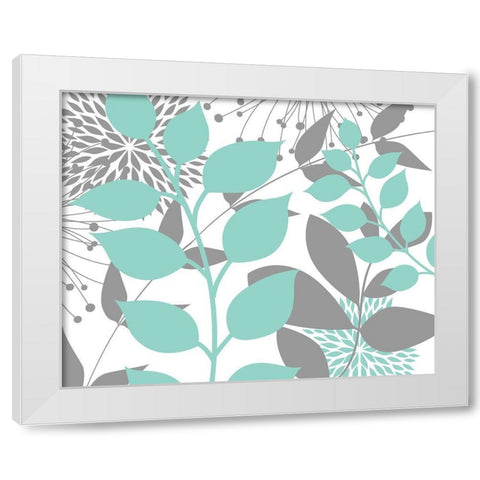 Teal Foliage Floral III White Modern Wood Framed Art Print by Robinson, Tamara