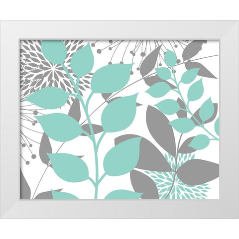 Teal Foliage Floral III White Modern Wood Framed Art Print by Robinson, Tamara