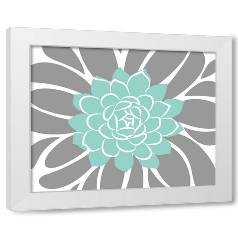 Teal Foliage Floral IV White Modern Wood Framed Art Print by Robinson, Tamara