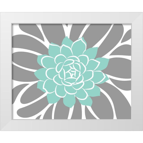 Teal Foliage Floral IV White Modern Wood Framed Art Print by Robinson, Tamara