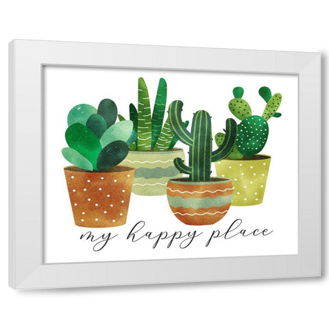 Happy Place White Modern Wood Framed Art Print by Robinson, Tamara