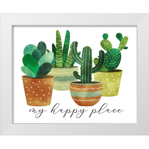 Happy Place White Modern Wood Framed Art Print by Robinson, Tamara