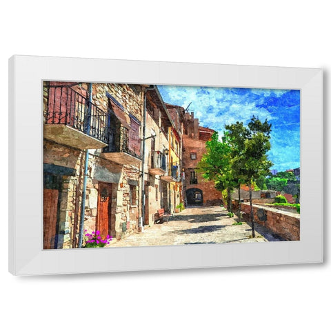 Village Street White Modern Wood Framed Art Print by Dundon, Denise