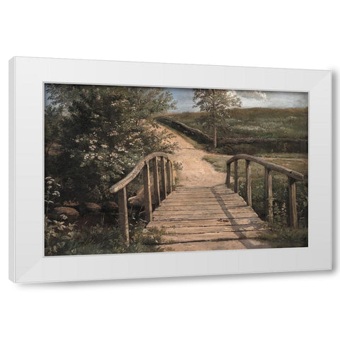 Wooden Bridge White Modern Wood Framed Art Print by Dundon, Denise