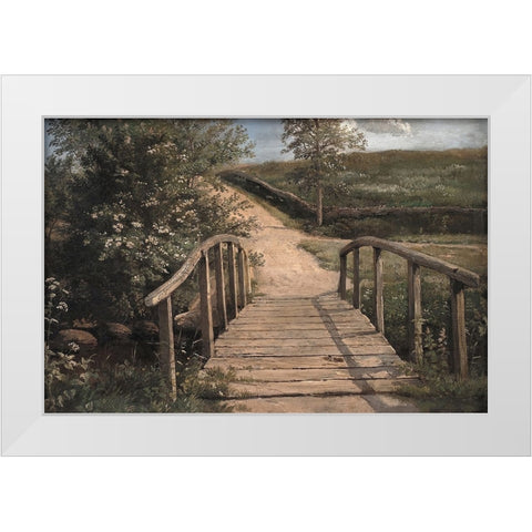 Wooden Bridge White Modern Wood Framed Art Print by Dundon, Denise
