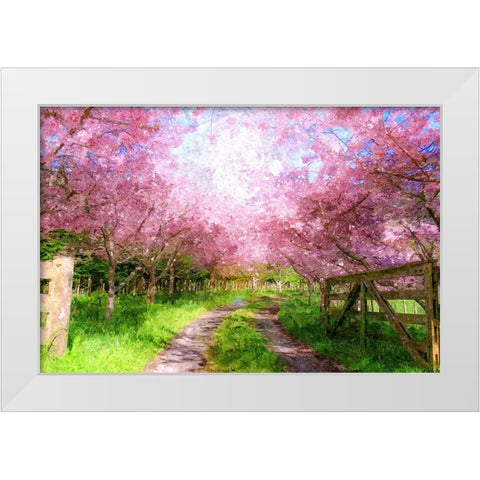 Cherry Blossom Lane White Modern Wood Framed Art Print by Dundon, Denise