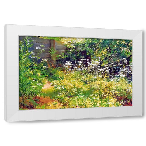 Garden Corner White Modern Wood Framed Art Print by Dundon, Denise
