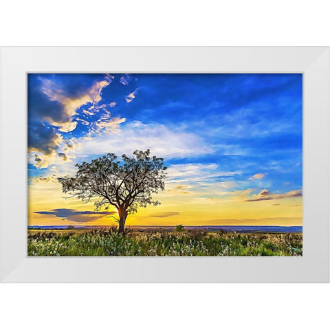 Solitary Sunset White Modern Wood Framed Art Print by Dundon, Denise
