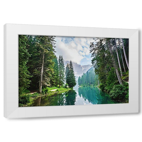 Quiet Mountain Lake White Modern Wood Framed Art Print by Dundon, Denise