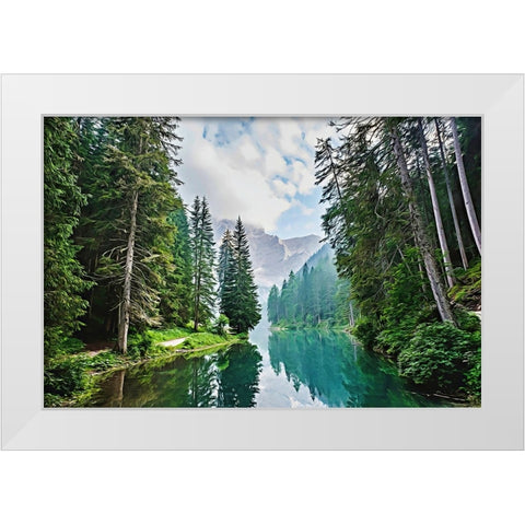 Quiet Mountain Lake White Modern Wood Framed Art Print by Dundon, Denise