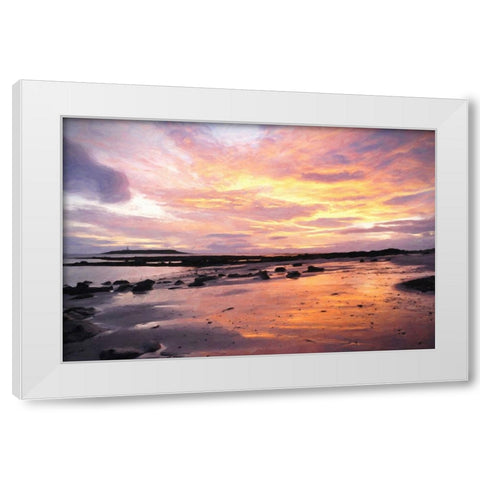 Golden Sunrise White Modern Wood Framed Art Print by Dundon, Denise