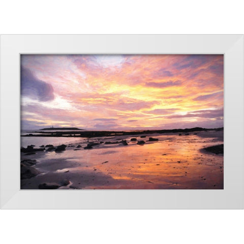 Golden Sunrise White Modern Wood Framed Art Print by Dundon, Denise