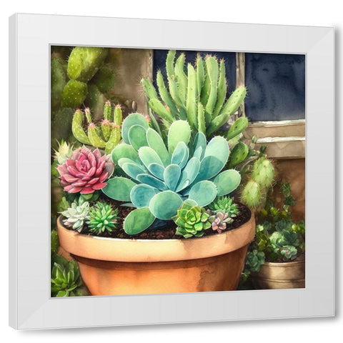Cacti and Succulents II White Modern Wood Framed Art Print by Dundon, Denise