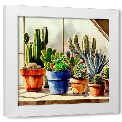 Cacti and Succulents V White Modern Wood Framed Art Print by Dundon, Denise