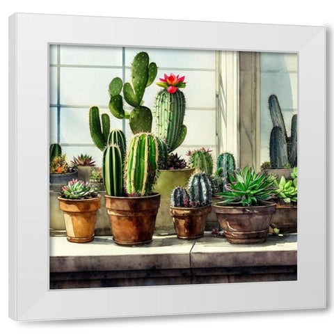 Cacti and Succulents XI White Modern Wood Framed Art Print by Dundon, Denise
