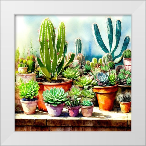 Cacti and Succulents XVIII White Modern Wood Framed Art Print by Dundon, Denise