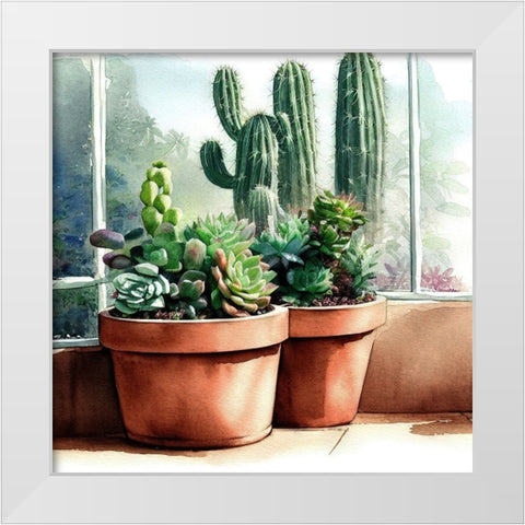 Cacti and Succulents XXV White Modern Wood Framed Art Print by Dundon, Denise