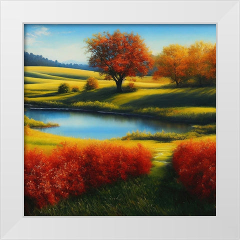 Ablaze with Colors White Modern Wood Framed Art Print by Dundon, Denise