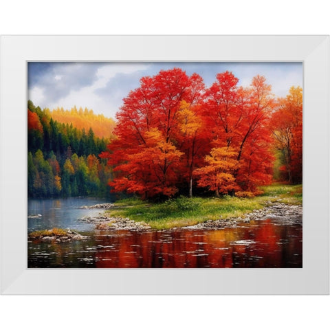 Fall Finery White Modern Wood Framed Art Print by Dundon, Denise