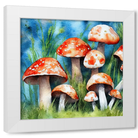 Mushrooms White Modern Wood Framed Art Print by Dundon, Denise