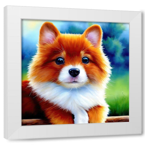 Puppy II White Modern Wood Framed Art Print by Dundon, Denise