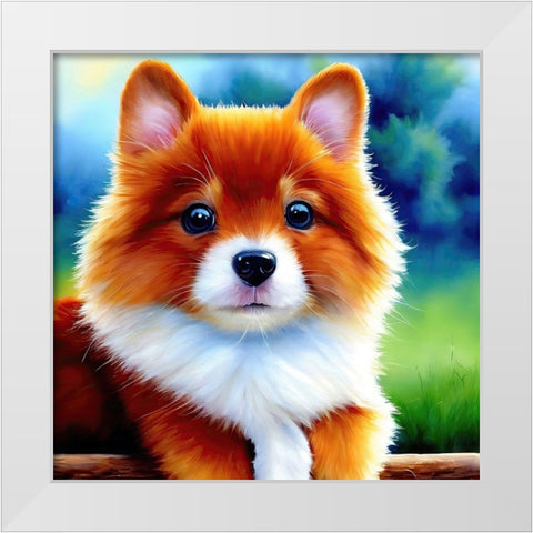 Puppy II White Modern Wood Framed Art Print by Dundon, Denise