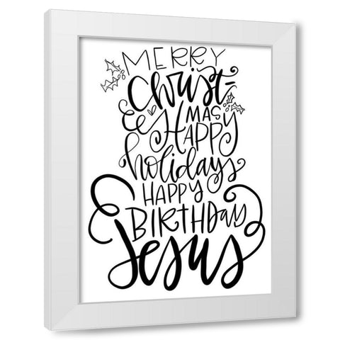 Merry Christmas White Modern Wood Framed Art Print by Wieners, Valerie