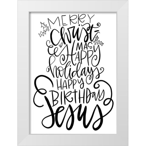 Merry Christmas White Modern Wood Framed Art Print by Wieners, Valerie