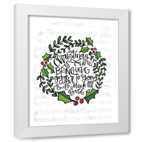 Christmas is Here White Modern Wood Framed Art Print by Wieners, Valerie