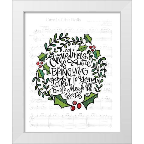 Christmas is Here White Modern Wood Framed Art Print by Wieners, Valerie