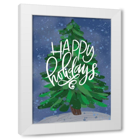 Happy Holidays White Modern Wood Framed Art Print by Wieners, Valerie