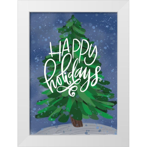Happy Holidays White Modern Wood Framed Art Print by Wieners, Valerie