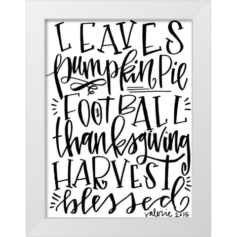 Fall Leaves Football White Modern Wood Framed Art Print by Wieners, Valerie