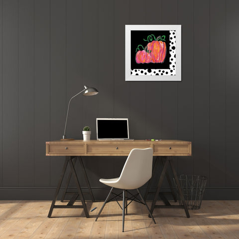 Pumpkin Spots White Modern Wood Framed Art Print by Wieners, Valerie