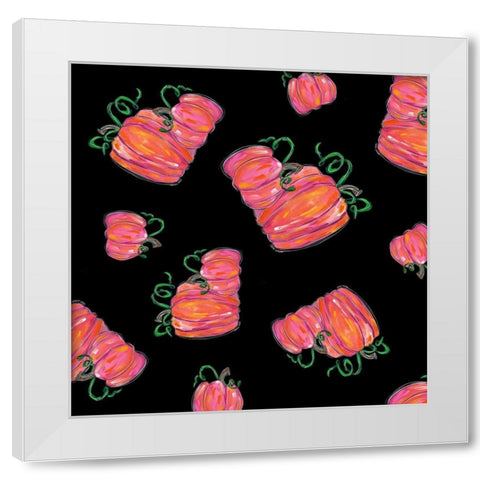 Pumpkin Repeat White Modern Wood Framed Art Print by Wieners, Valerie