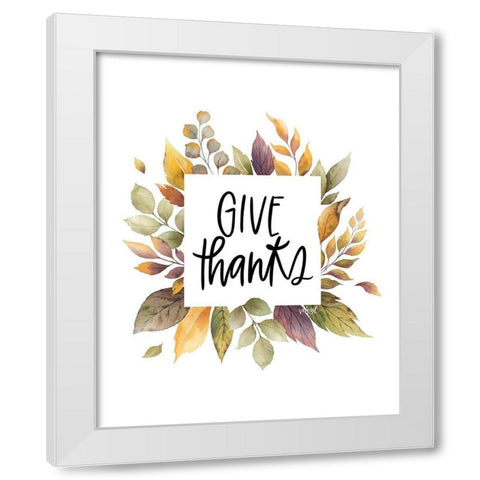 Give Thanks White Modern Wood Framed Art Print by Wieners, Valerie