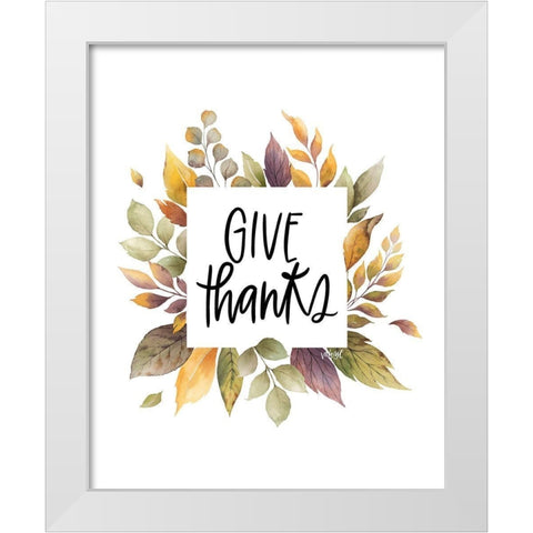 Give Thanks White Modern Wood Framed Art Print by Wieners, Valerie