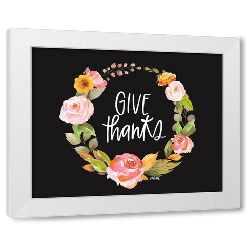 Give Thanks White Modern Wood Framed Art Print by Wieners, Valerie