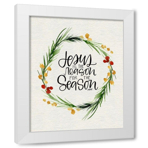 Jesus Wreath White Modern Wood Framed Art Print by Wieners, Valerie