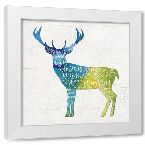 Deer with Words White Modern Wood Framed Art Print by Wieners, Valerie
