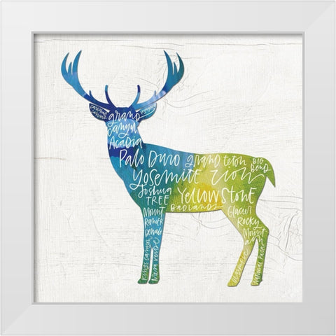 Deer with Words White Modern Wood Framed Art Print by Wieners, Valerie